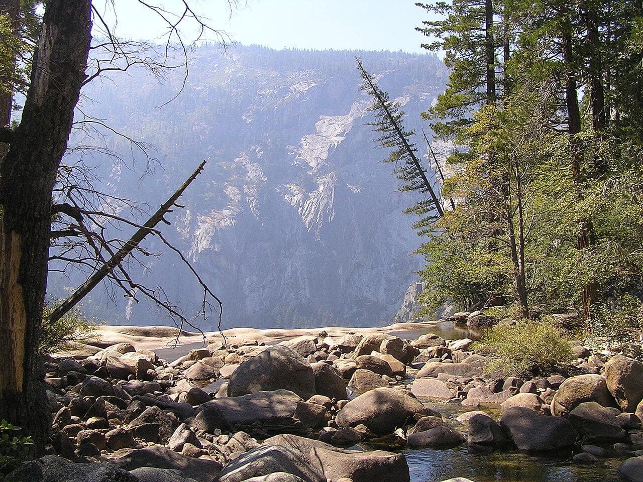 The granite rim at the top of Vernal Fall