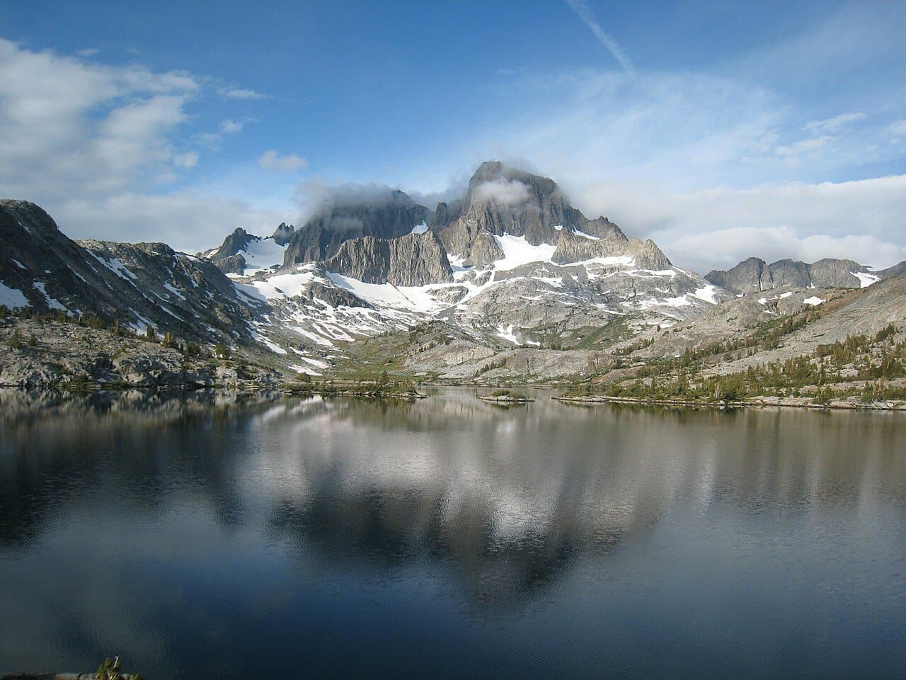 Garnet Lake reflecting Banner Peak in the Ansel Adams Wilderness