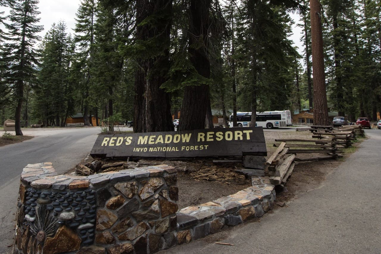 The Red's Meadow Resort sign in Inyo National Forest