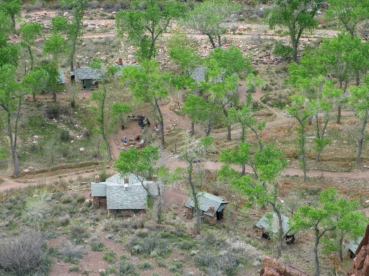 Cabins of Phantom Ranch among cottonwood trees