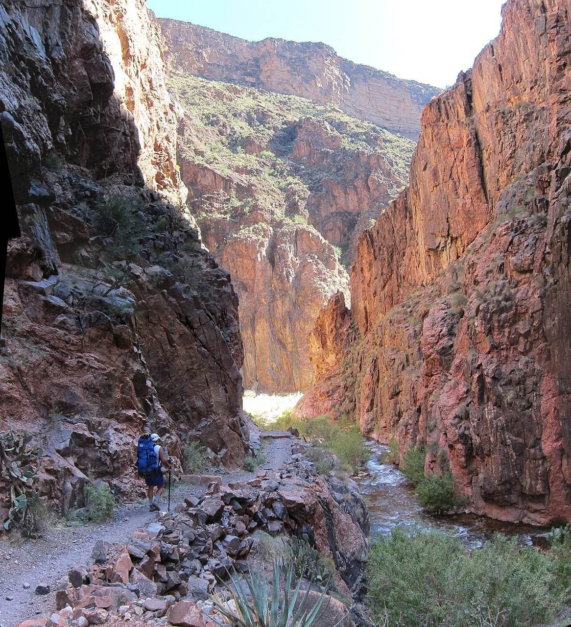 The North Kaibab Trail in the narrow walls of The Box