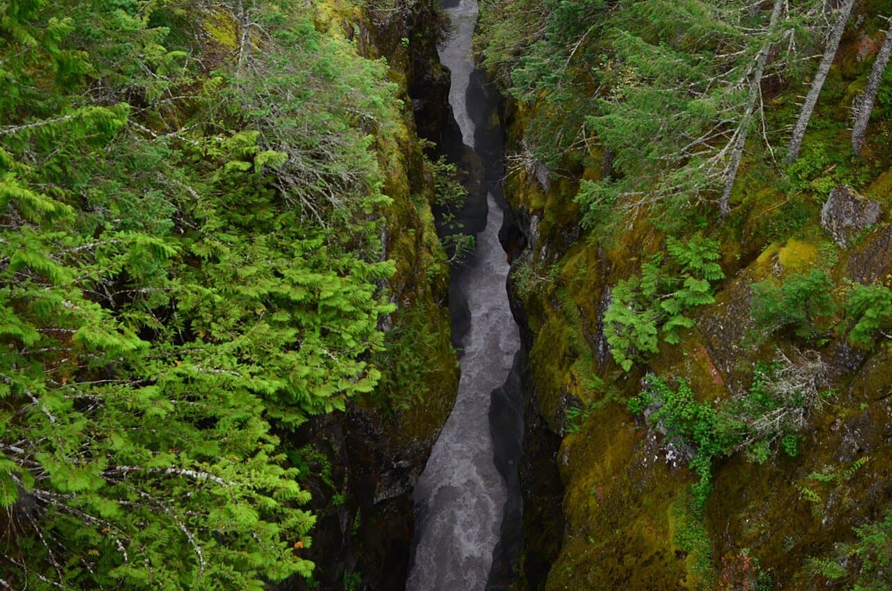 The Cowlitz River deep in the slot of Box Canyon