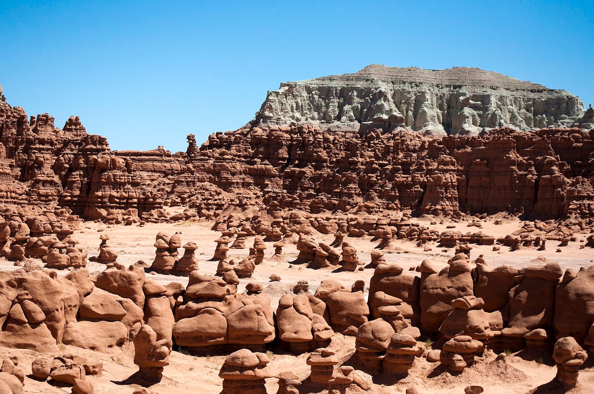 Behind the Butte North Primitive wilderness permit area in Goblin Valley State Park - backcountry hiking destination