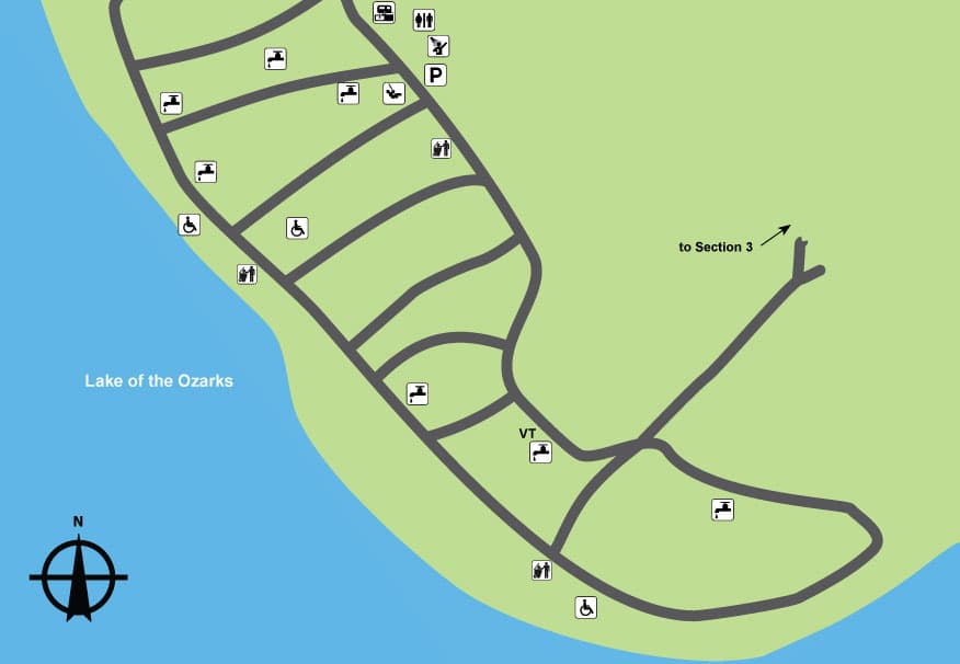 Lake of the Ozarks State Park Section 4 (sites 98-120, 128-133 and 159-182) campground
